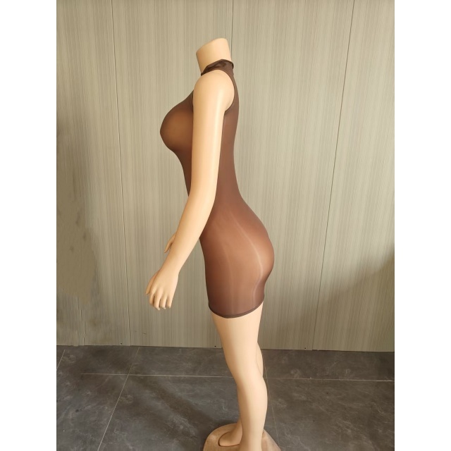 Sleeveless Sheer Mesh Tight Lingerie Dress