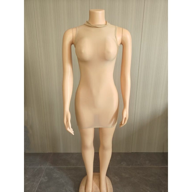 Sleeveless Sheer Mesh Tight Lingerie Dress