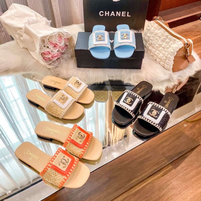 Fashion Metal Logo Luxury Women Flat Slides