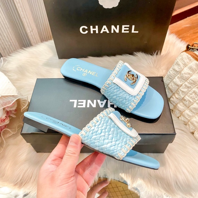 Fashion Metal Logo Luxury Women Flat Slides
