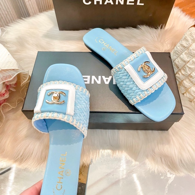 Fashion Metal Logo Luxury Women Flat Slides