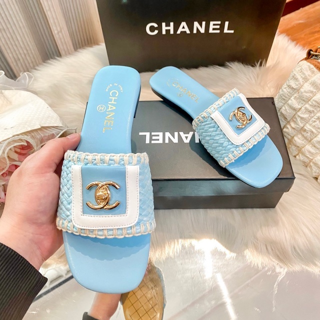 Fashion Metal Logo Luxury Women Flat Slides