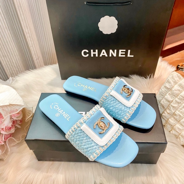 Fashion Metal Logo Luxury Women Flat Slides