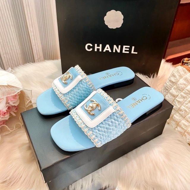 Fashion Metal Logo Luxury Women Flat Slides