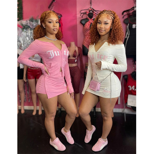 Off Shoulder Diamonded Mini Skirt Shorts Set