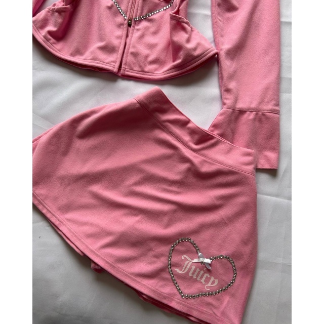 Off Shoulder Diamonded Mini Skirt Shorts Set