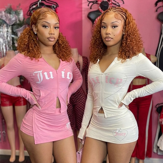 Off Shoulder Diamonded Mini Skirt Shorts Set
