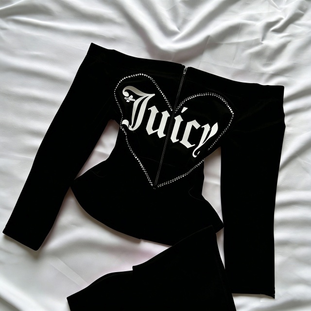 Off Shoulder Diamonded Mini Skirt Shorts Set