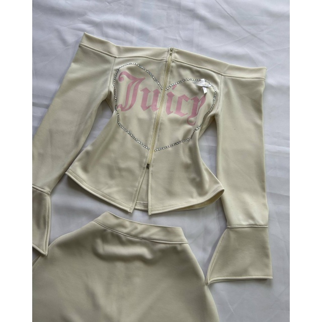 Off Shoulder Diamonded Mini Skirt Shorts Set