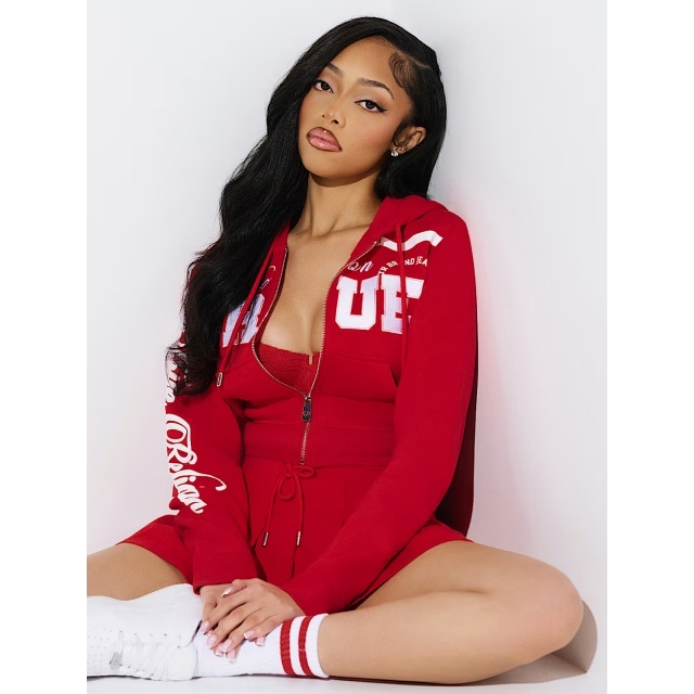 Printed Zipped Up Hoodies Jacket Top Pleated Skirt Set