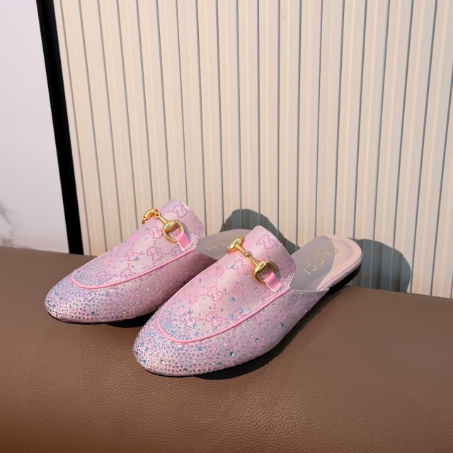 Luxury Fashion Mesh Rhinestones Mules Slippers