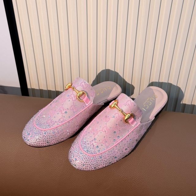 Luxury Fashion Mesh Rhinestones Mules Slippers