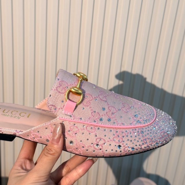 Luxury Fashion Mesh Rhinestones Mules Slippers