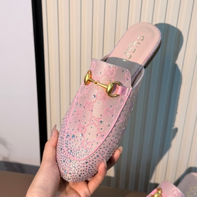Luxury Fashion Mesh Rhinestones Mules Slippers