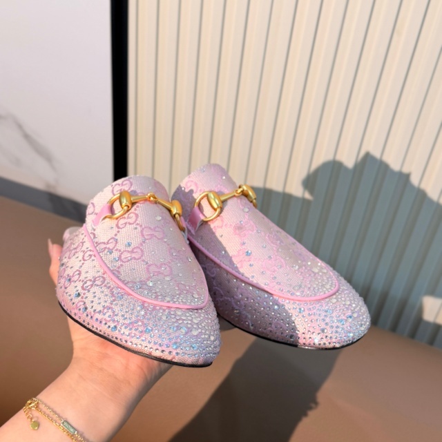 Luxury Fashion Mesh Rhinestones Mules Slippers