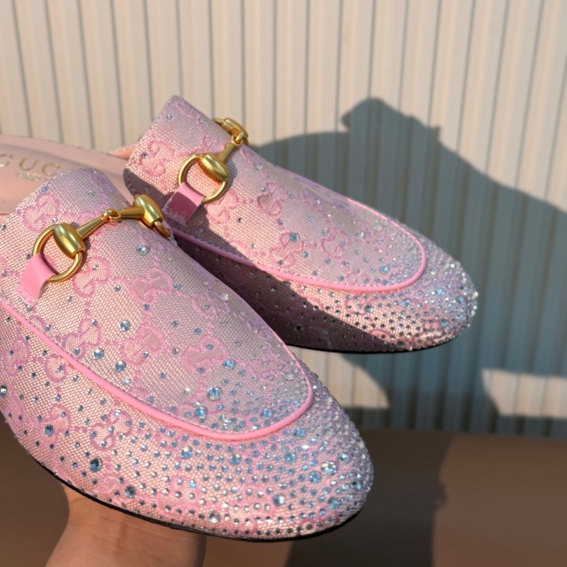 Luxury Fashion Mesh Rhinestones Mules Slippers