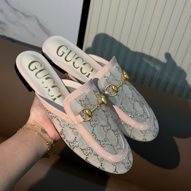 Luxury Fashion Mesh Rhinestones Mules Slippers