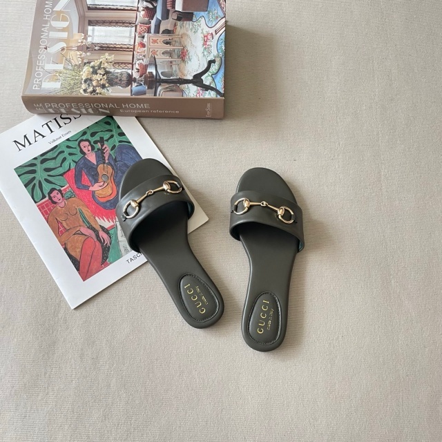 Luxury Fashion Women Leather Flat Slides