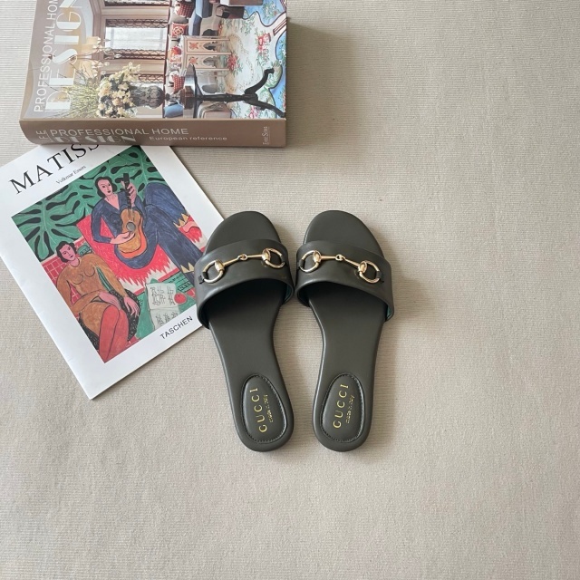 Luxury Fashion Women Leather Flat Slides