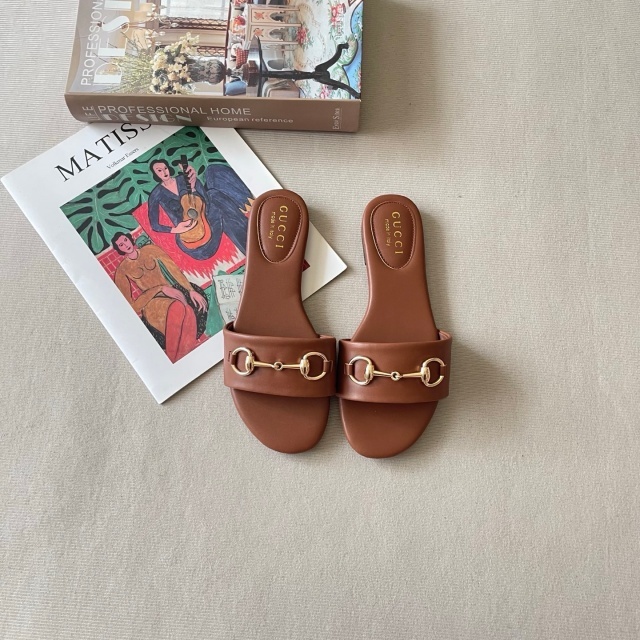 Luxury Fashion Women Leather Flat Slides