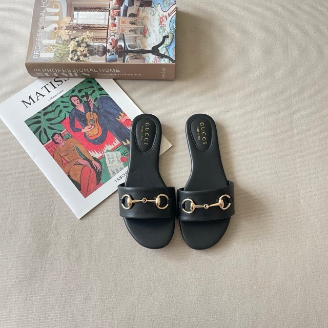 Luxury Fashion Women Leather Flat Slides