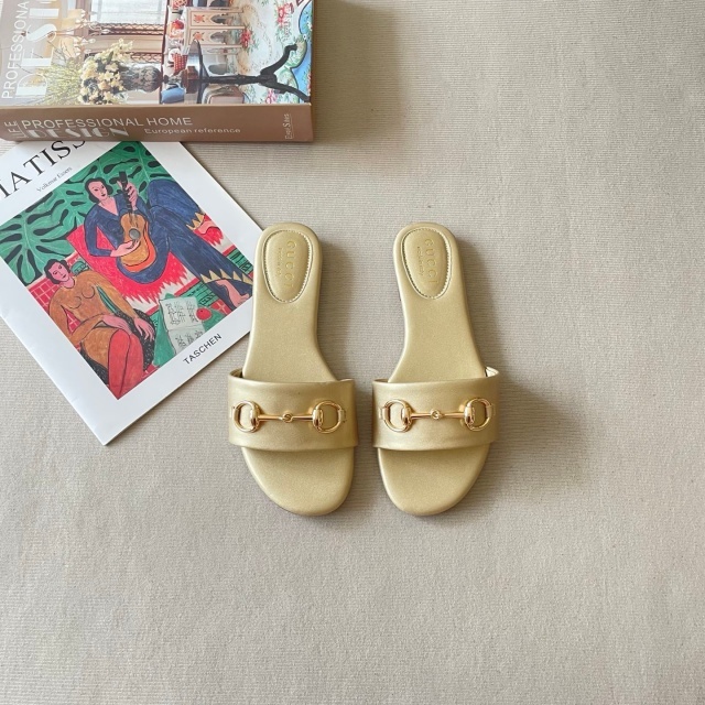 Luxury Fashion Women Leather Flat Slides
