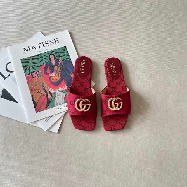 Metal Logo Fashion Women Flat Slides
