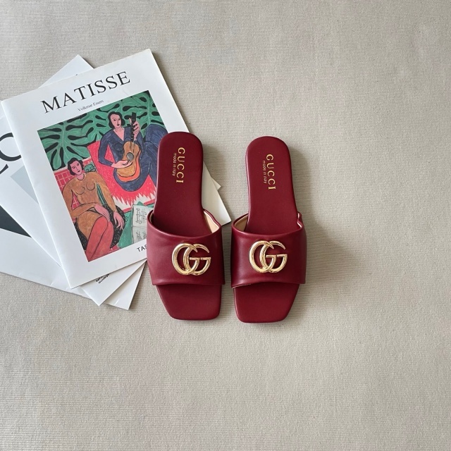 Metal Logo Fashion Women Flat Slides