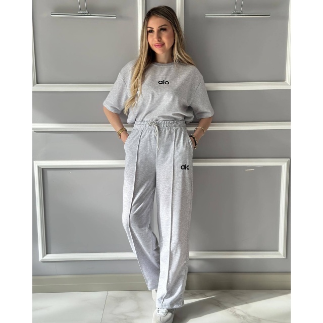 Casual O Neck Top Wide Legs Pant Set