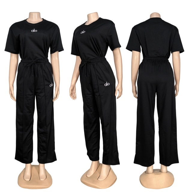 Casual O Neck Top Wide Legs Pant Set
