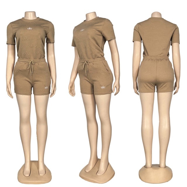 Casual Style Embroidery Two Pieces Short Set