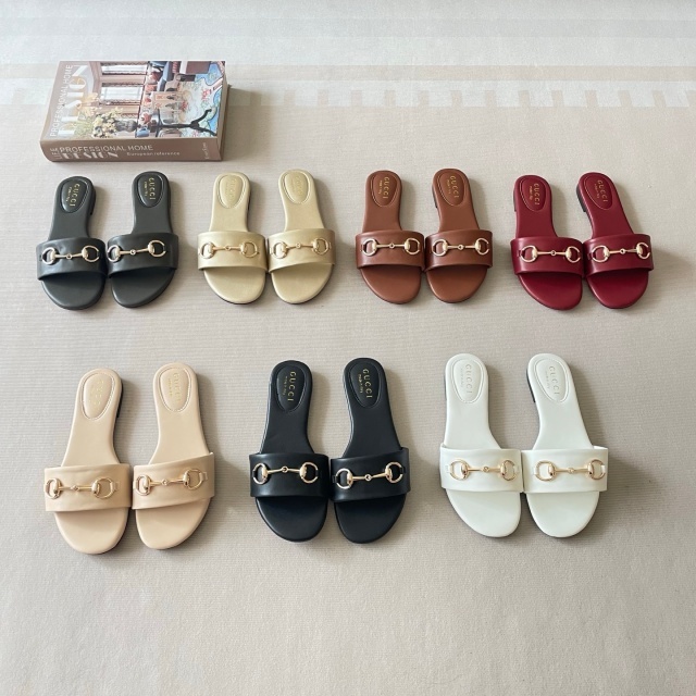 Luxury Fashion Women Leather Flat Slides