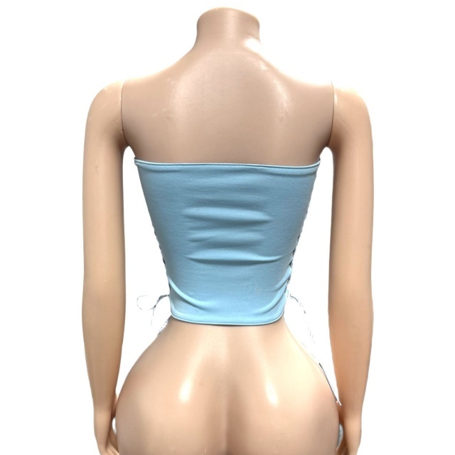 Eyelets Hollow Out Laced Up Tube Top