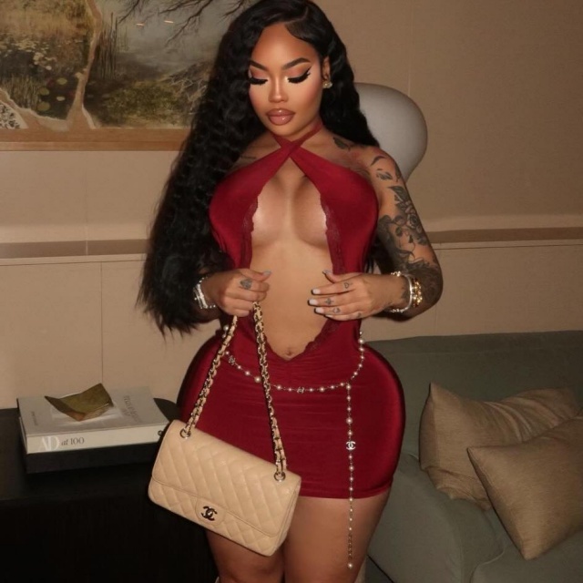 Halter Deep V Neck Bodycon Mini Dress