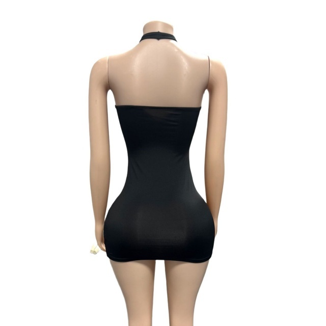 Halter Deep V Neck Bodycon Mini Dress