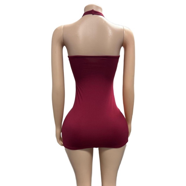 Halter Deep V Neck Bodycon Mini Dress