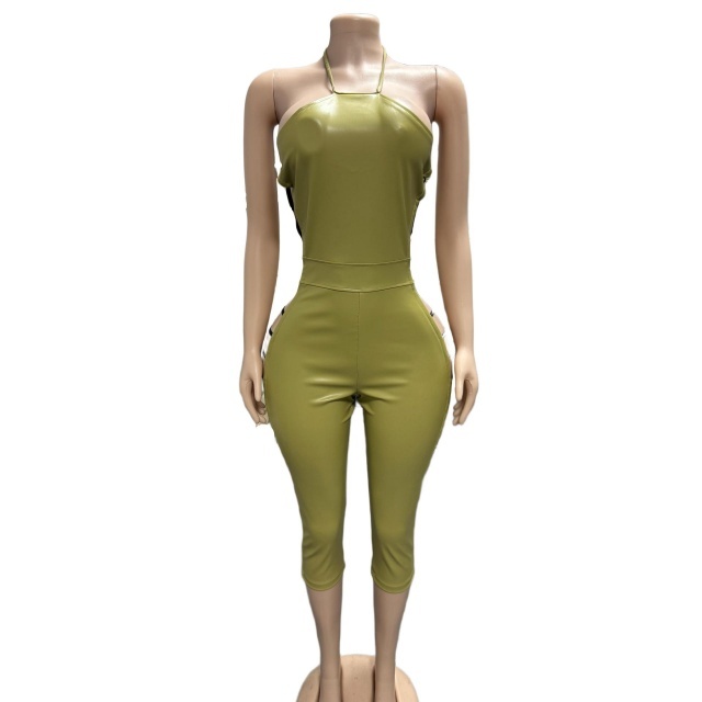 Halter Neck Hollow Out Skinny Midi Jumpsuit