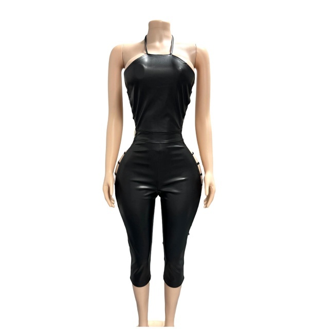 Halter Neck Hollow Out Skinny Midi Jumpsuit