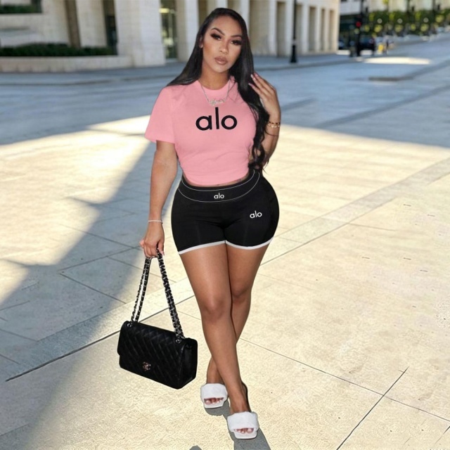 Letter Print Women Sport Short Set