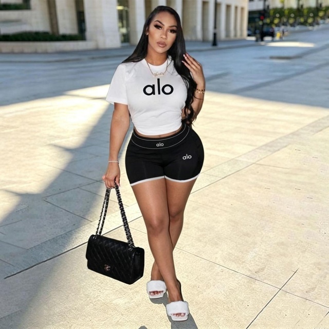 Letter Print Women Sport Short Set