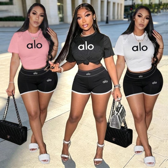 Letter Print Women Sport Short Set