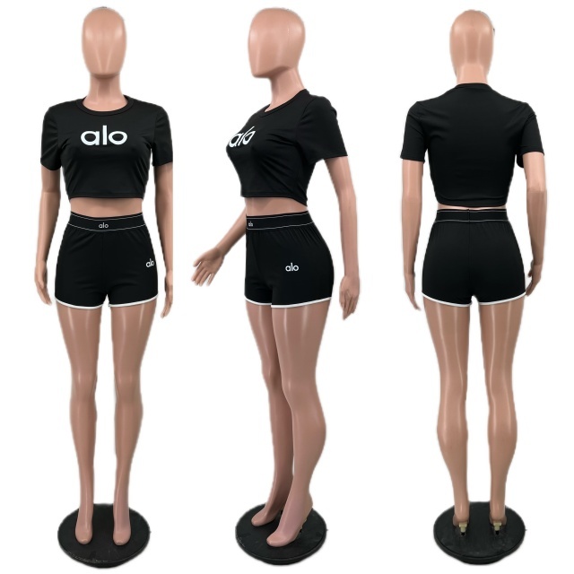 Letter Print Women Sport Short Set