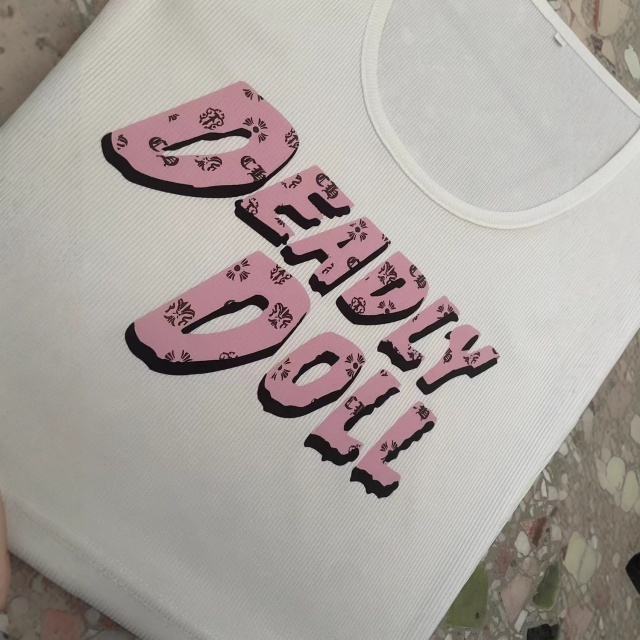 Letters Printed U Neck Tank Top