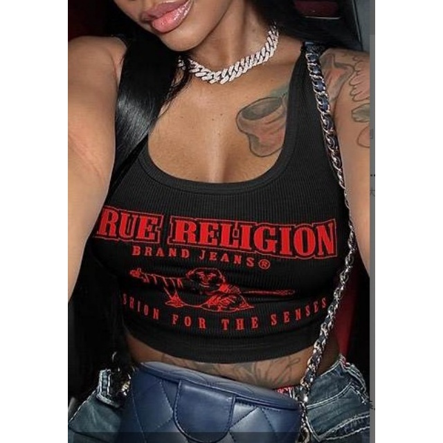 Printed Sleeveless U Neck Crop Top