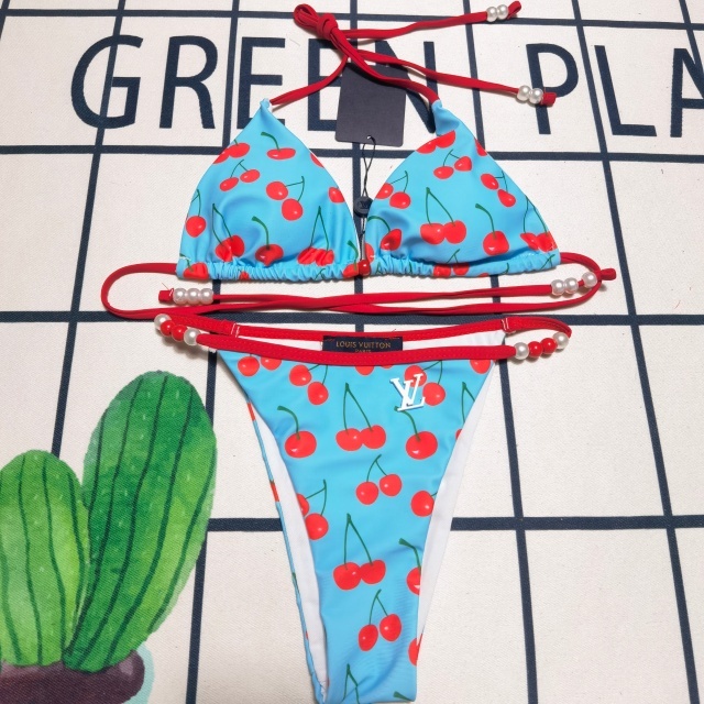 Cherry Print Pearl Fashion Bikini Set
