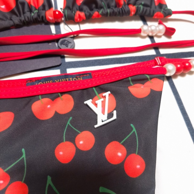 Cherry Print Pearl Fashion Bikini Set