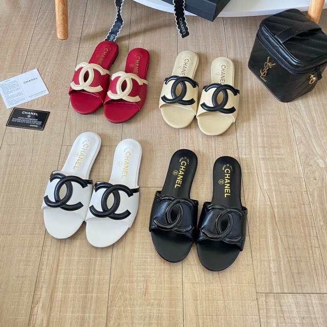 Leather Fashion Women Flat Slides