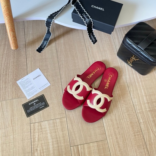 Leather Fashion Women Flat Slides