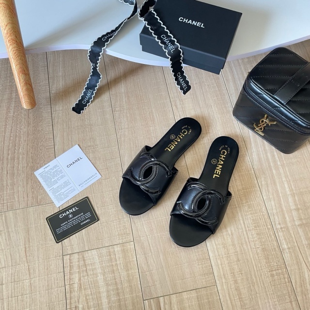 Leather Fashion Women Flat Slides