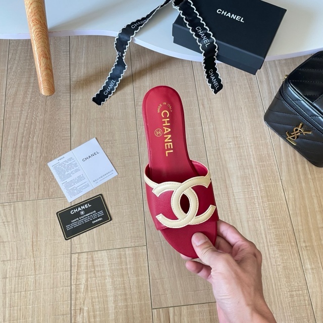 Leather Fashion Women Flat Slides